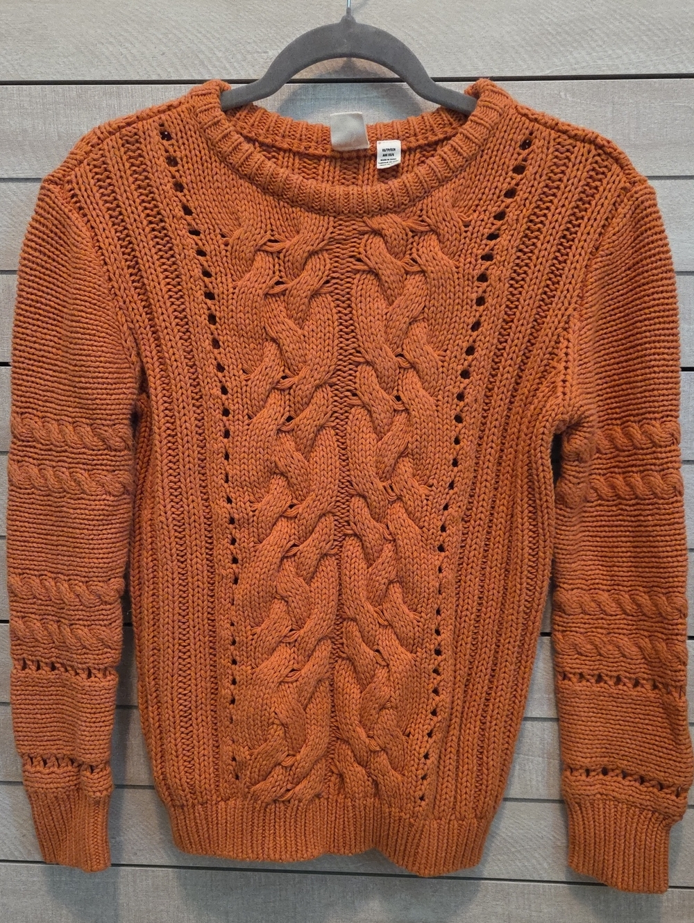 Roxy Women's Cable-Knit Crewneck Sweater - Rust Orange Size XS